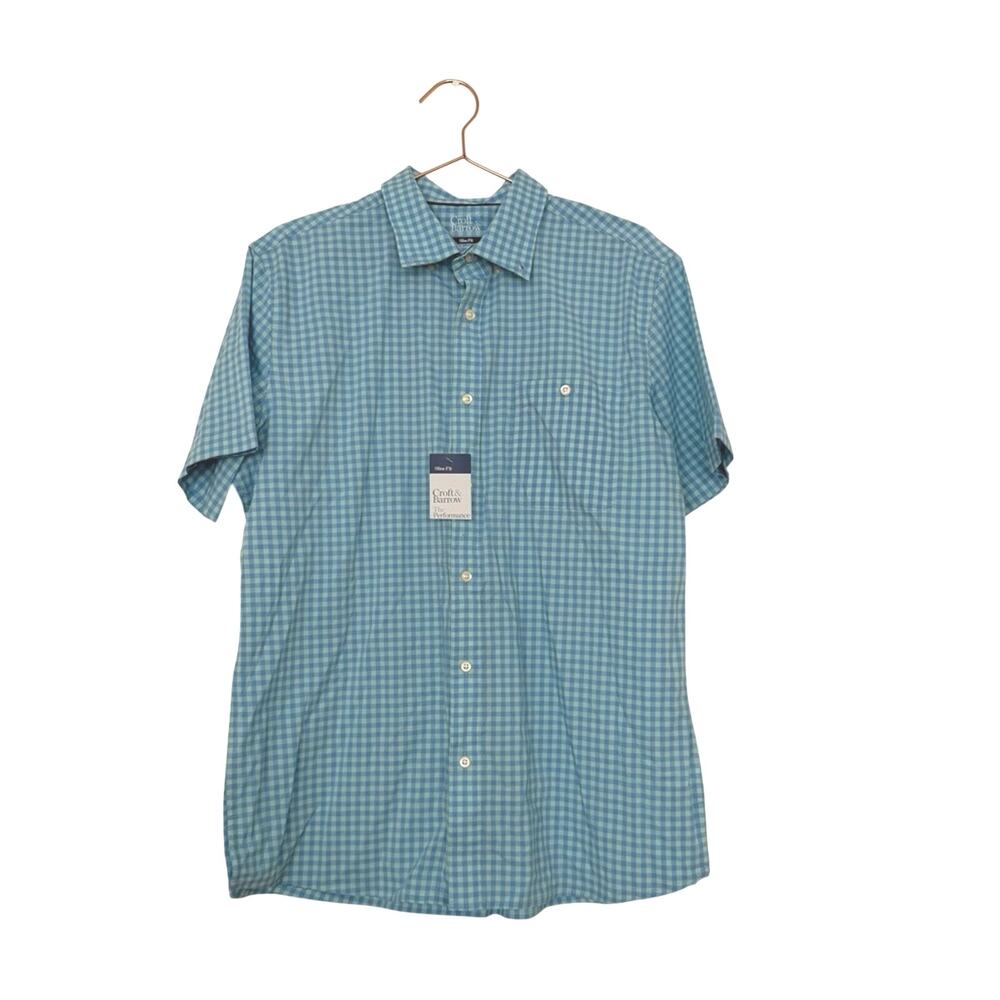 Croft & Barrow blue Teal Checkered Men's Shirt slim fit